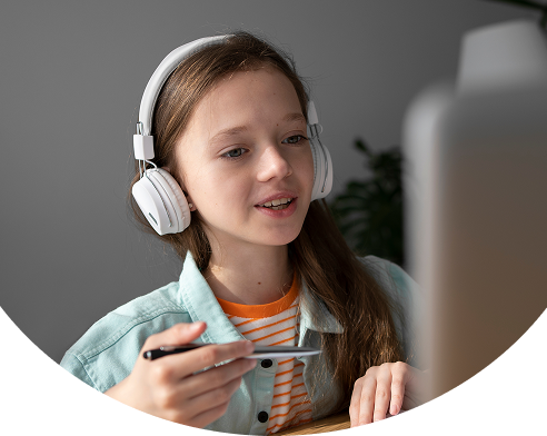 Student with headset